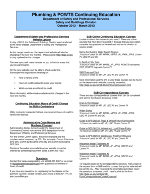 Wisconsin Plumbing and POWTS Continuing Education Registration