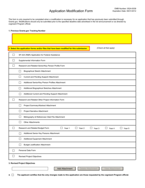 Grants.gov Application Modification Form