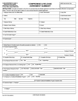 Alaska Workers' Compensation Compromise & Release Agreement