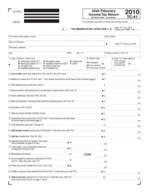 Utah Fiduciary Income Tax Return 2010