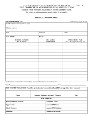 Washington Fire Protection Assessment Refund Form