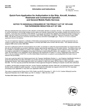 FCC 605 Quick-Form Application for Authorization