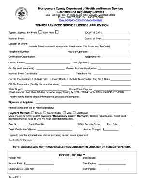 Temporary Food Service License Application