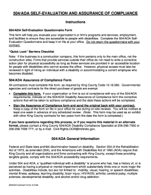 Self Eval Sample - King County, Washington 504 ADA form - dpi wi