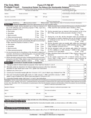 Connecticut Estate Tax Return for Nontaxable Estates