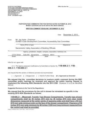 California Building Standards Commission Public Comment Form