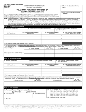 USDA Sugarcane Acreage Base Transfer Form