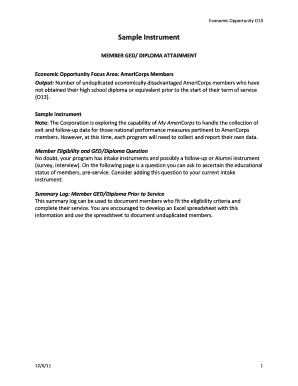 AmeriCorps Member GED/Diploma Attainment Form