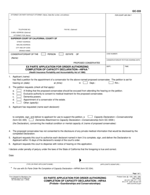 California Conservatorship Capacity Declaration HIPAA Authorization