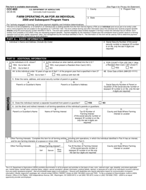 Farm Operating Plan for Individual