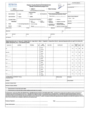 Clayton County Dental Enrollment Form