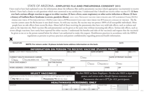 Arizona Employee Flu and Pneumonia Consent Form