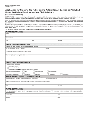 Michigan Property Tax Relief Application for Active Military