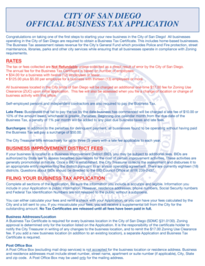 City of San Diego Business Tax Application