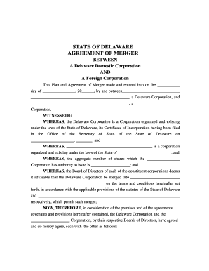 Delaware Agreement of Merger