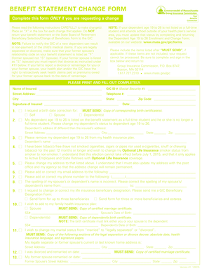 Benefit Statement Change Form