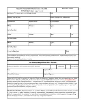 Firearms Registration Form