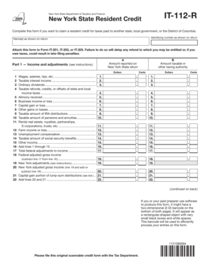 New York State Resident Credit Form IT-112-R
