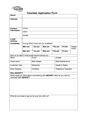 Volunteer Application Form