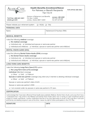 Alaska Retiree Health Benefits Enrollment Waiver