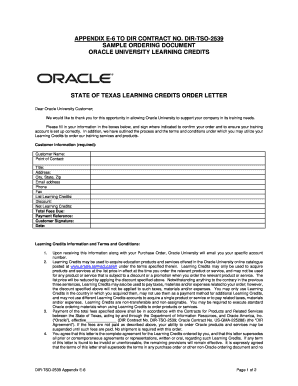 Oracle University Learning Credits Order Letter