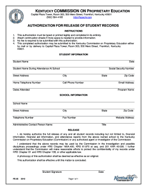 Authorization for Release of Student Records