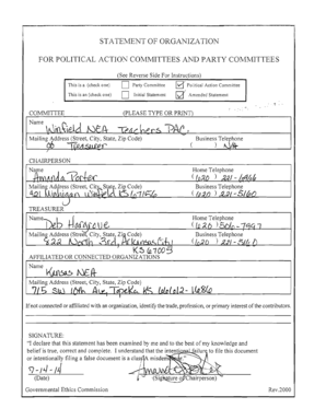 Statement of Organization for Political Action Committees