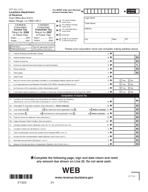 Louisiana Corporation Income Tax Franchise Tax Return