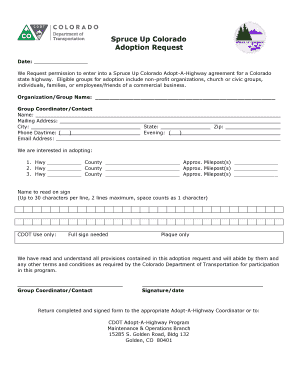 Spruce Up Colorado Adoption Request
