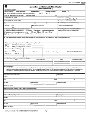 FAA Form 8110-28 Application and Statement of Qualifications
