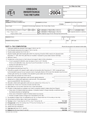 Oregon Inheritance Tax Return Form IT-1