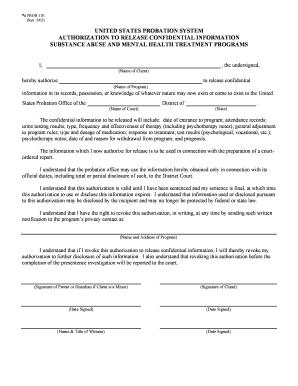 Authorization to Release Confidential Information