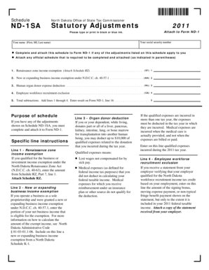 ND-1SA Statutory Adjustments Form 2011