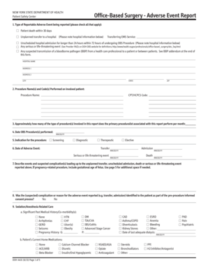 New York State Office-Based Surgery Adverse Event Report