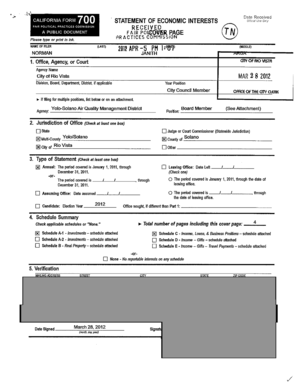 California Form 700 Statement of Economic Interests