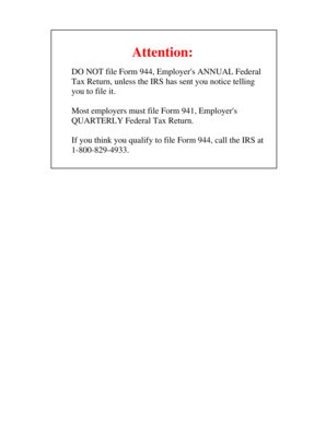 Form 944 2007 Employer's Annual Federal Tax Return