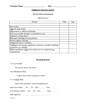 Suicide Risk Assessment Form