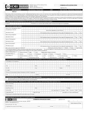 IDBI Mutual Fund Common Application Form
