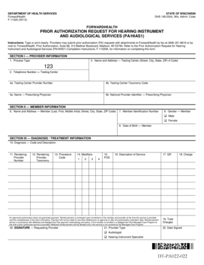 Prior Authorization Request for Hearing Instrument and Audiological Services
