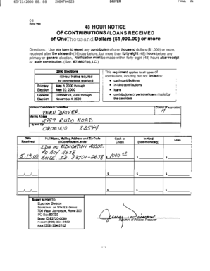 48 Hour Notice of Contributions Received