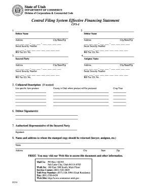 Utah Financing Statement