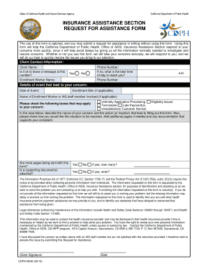 California Insurance Assistance Request Form