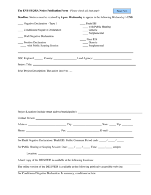 ENB SEQRA Notice Publication Form