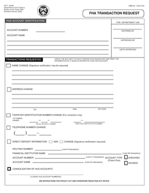 FHA Transaction Request Form