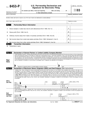 US Partnership Declaration Form 8453-P