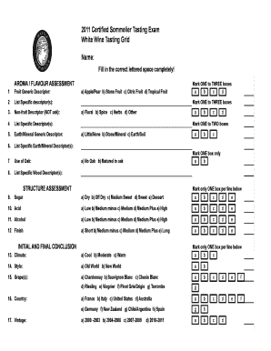 Certified Sommelier Tasting Exam Grid