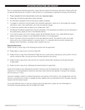 Claims-Made Professional Liability Insurance Application