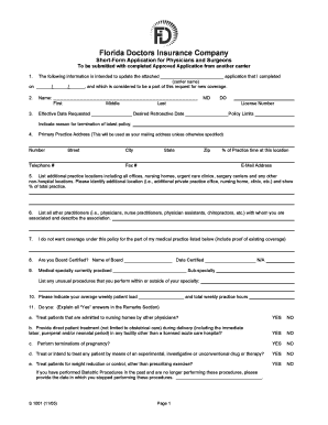 Florida Doctors Insurance Application