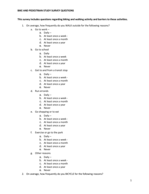 Fun survey questions for students - BIKE AND PEDESTRIAN STUDY SURVEY ... - Center TRT - centertrt