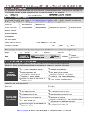 New York Mortgage License Application Form